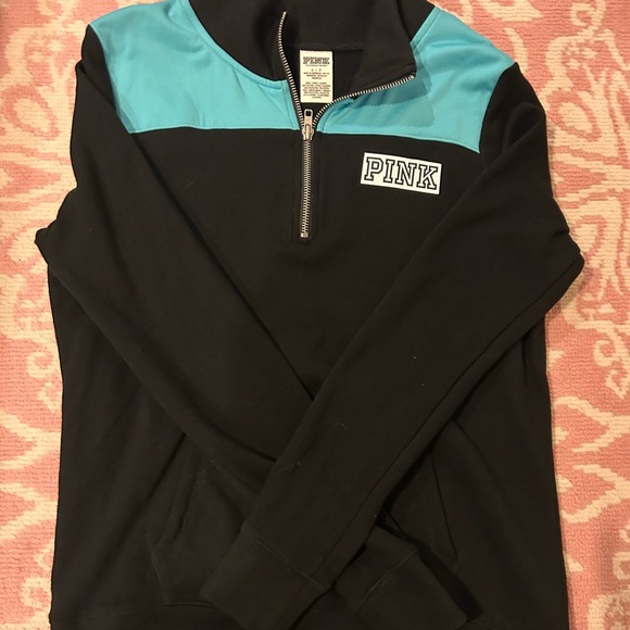 Victoria's Secret Tops - Victoria's Secret PINK Black and Teal Zip-Up. Excellent condition.